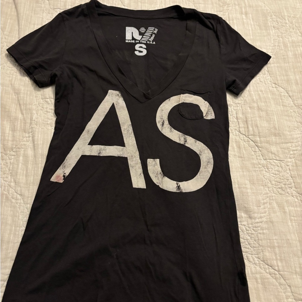 Rebel Yell Black V-Neck Tee with AS Print on front IF on back